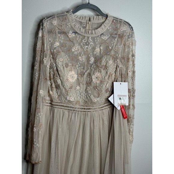 Mac Duggal A-line Heavenly Gown 9132 Illusions High Neck Flowy Size 16 NEW - Picture 6 of 11